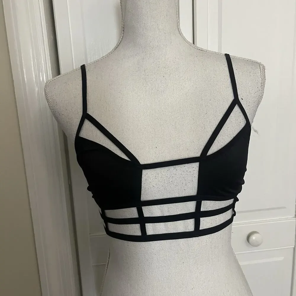 Women’s Sexy Bra Cross Lines Sexy Strappy Lightweight Lingerie No Pad Black S-L‎